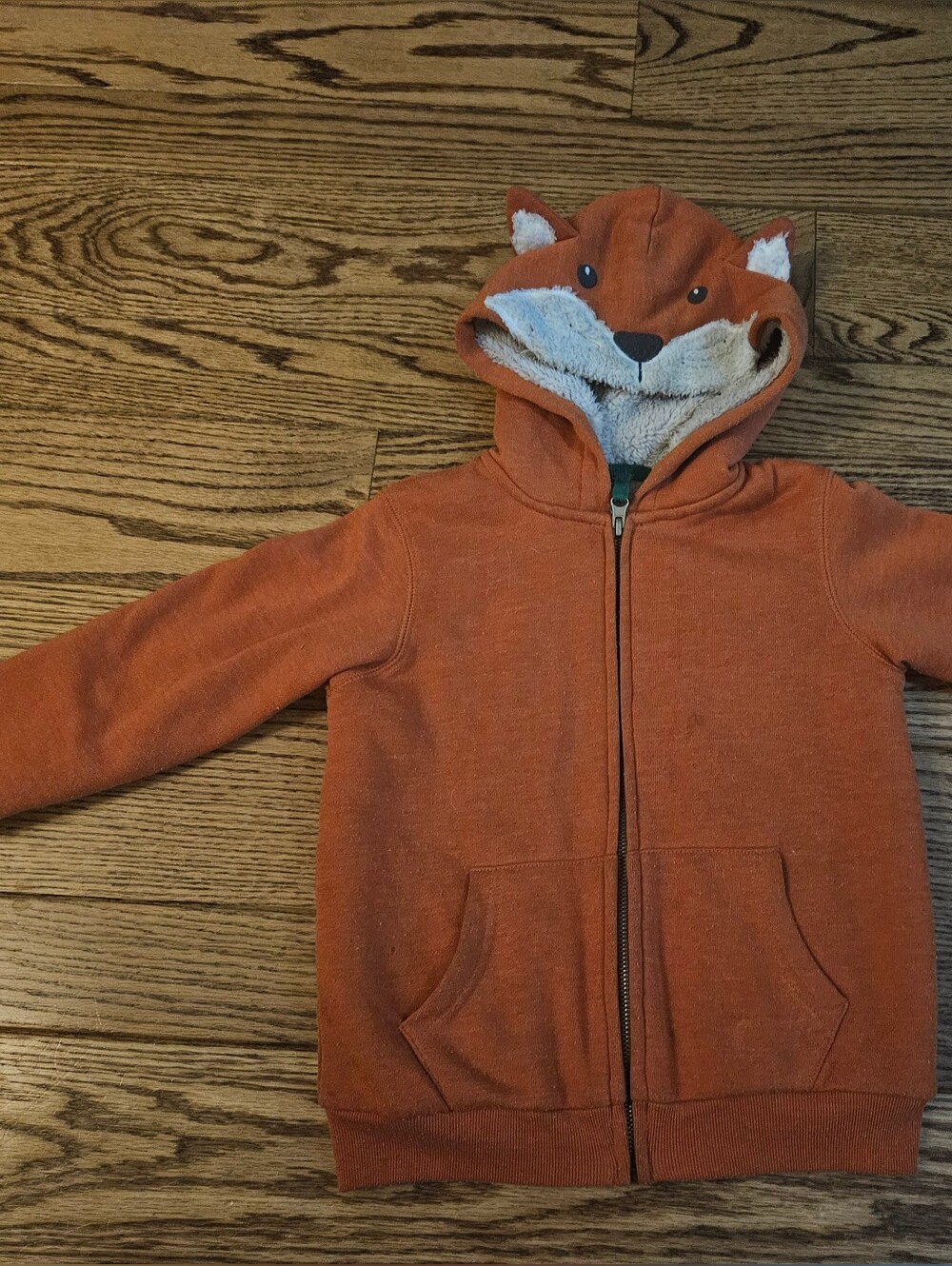 Mini Boden Fox Jacket Lined Full Zip 4T 5T 4Y-5Y Coat Hooded Sweatshirt